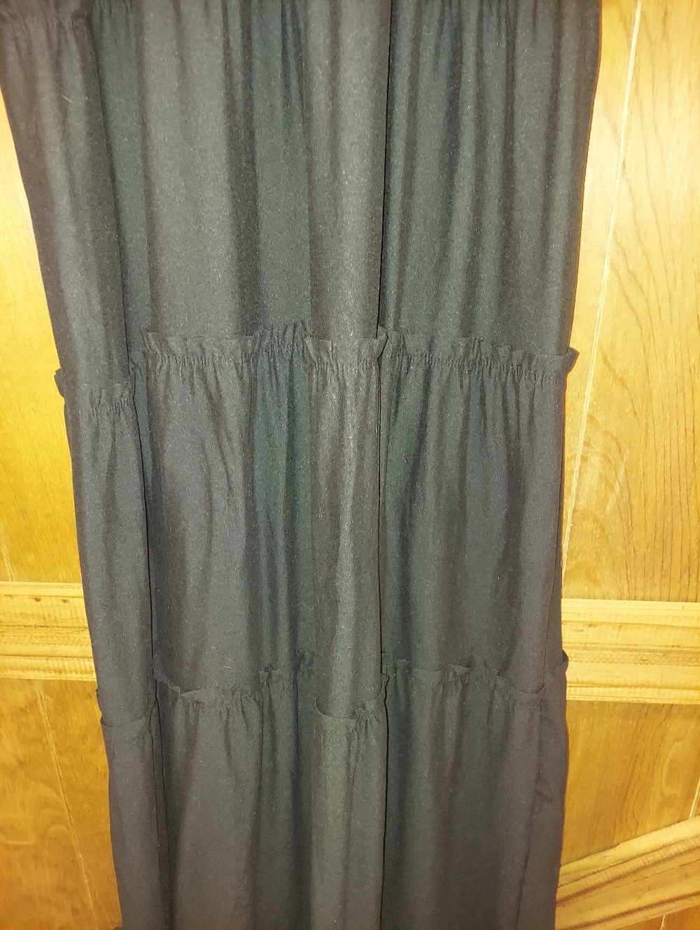 Zenana V Neck Cami Maxi Tiered Ruffled Dress Stretch Side Pockets Black Size S - Picture 2 of 5